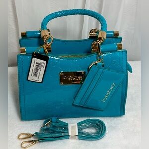 Bebe Dana Monogram Top Handle Crossbody - Capri Blue - NWT